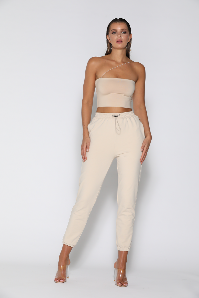 Nina Cross-Strap Crop Top - Nude - suneiika