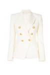 Serafina Gold Buttoned Swish Blazer - White