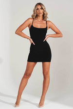 Cassandra Scoop Neck Mini Dress - Black