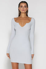 Taylor V-Neck Mini Dress - Baby Blue - suneiika