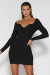 Taylor V-Neck Mini Dress - Black - suneiika