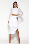 Mirah Mesh High Waisted Maxi Skirt - White - suneiika