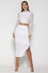 Mirah Mesh High Waisted Maxi Skirt - White - suneiika