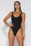 Ava Ribbed Bodysuit - Black - suneiika