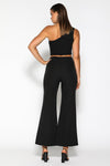 Stacy One Shoulder Crop Top - Black - suneiika