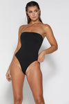 Ella Cross Strap Bodysuit - Black - suneiika