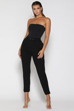 Ella Cross Strap Bodysuit - Black - suneiika