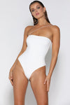 Ella Cross Strap Bodysuit - White - suneiika