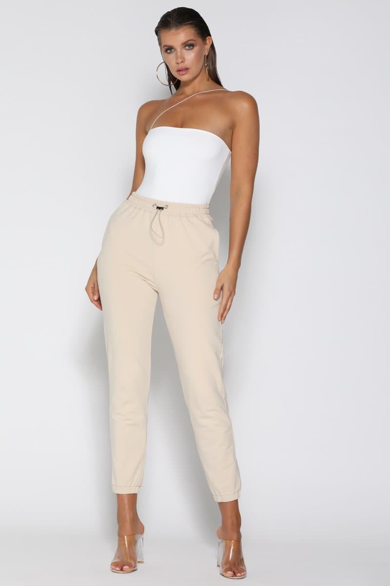 Ella Cross Strap Bodysuit - White - suneiika