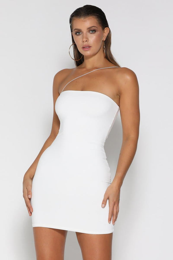 Angelina Cross Strap Mini Dress - White - suneiika