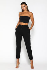 Nina Cross-Strap Crop Top - Black - suneiika