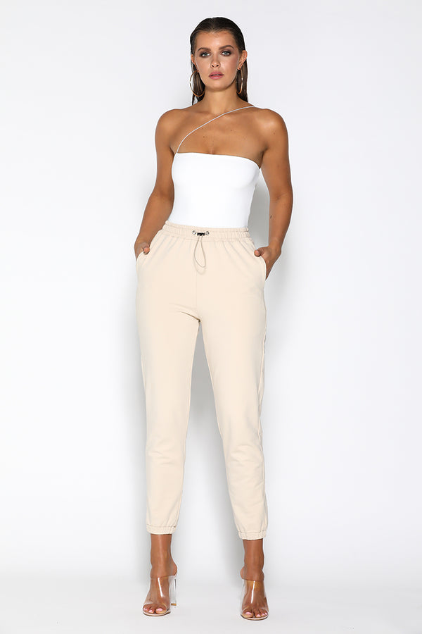 Jasmine Elastic Waist Jogger Pants - Nude