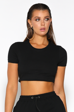 Yvonne Ribbed Crop Top - Black