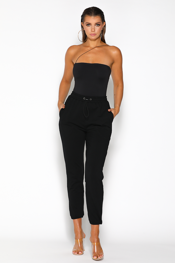 Ella Cross Strap Bodysuit - Black