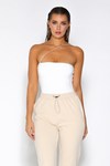 Ella Cross Strap Sleeveless Bodysuit - White