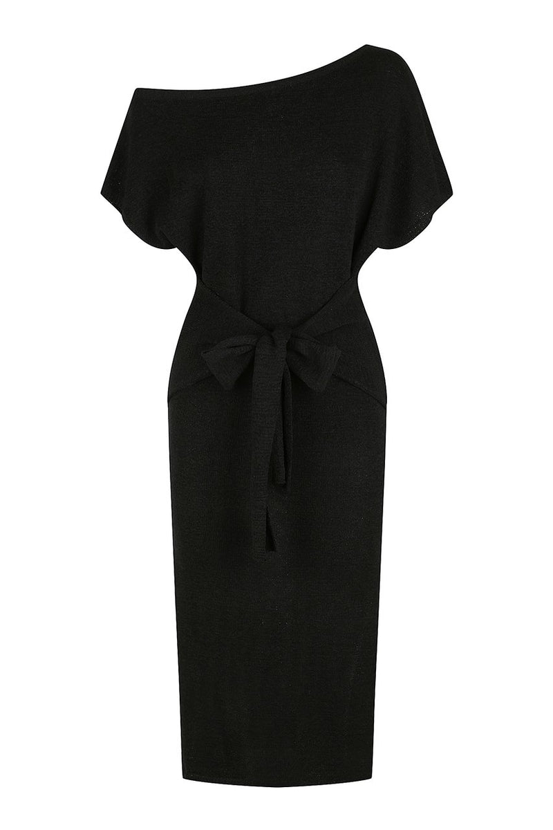 Moxie Knot Front Knit Dress - Black