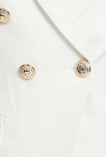 Serafina Gold Buttoned Swish Blazer - White