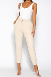 Jasmine Elastic Waist Jogger Pants - Nude