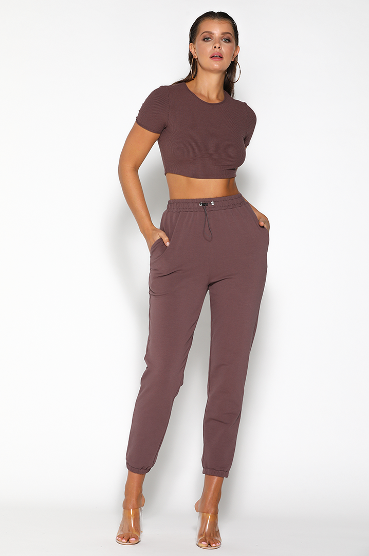 Jasmine Elastic Waist Jogger Pants - Mauve