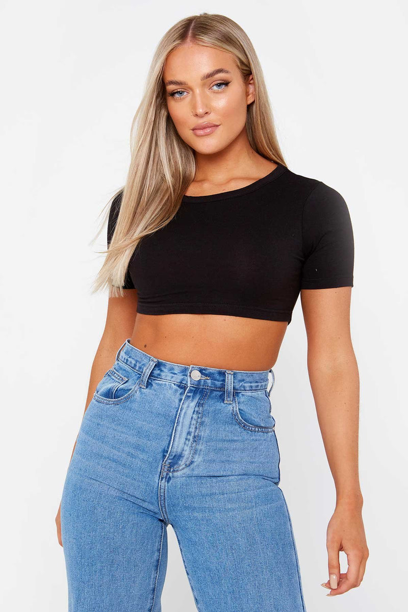 Yvonne Ribbed Crop Top - Black