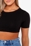 Yvonne Ribbed Crop Top - Black