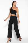 Stacy One Shoulder Crop Top - Black