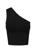 Stacy One Shoulder Crop Top - Black