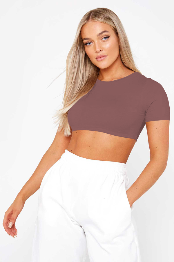 Yvonne Ribbed Crop Top - Mauve